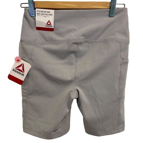 Reebok Women shorts small Fitted High Rise Moisture Management pockets Gray - Picture 5 of 10